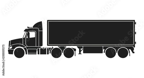 Foto Semi truck Silhouette Against A White Background Transportation Design