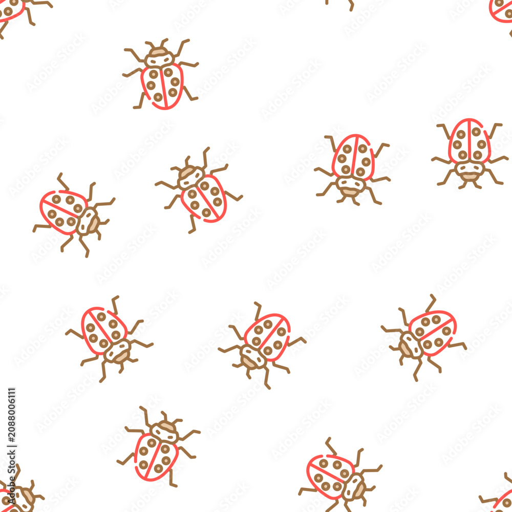 Fototapeta premium ladybug insect vector seamless pattern ladybug insect sign illustration