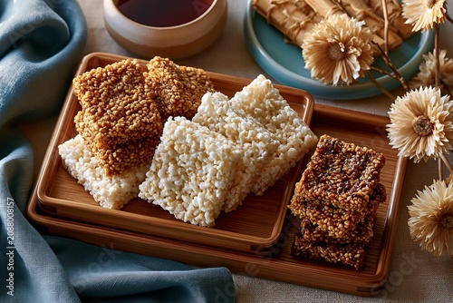 Korean traditional hangwa sweets for chuseok holiday, korean confection still life
