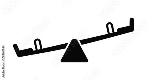 Εκτύπωση καμβά Seesaw Silhouette Against A White Background teeter totter