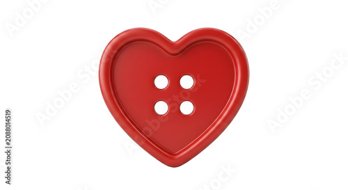 Konstfotografi Glossy red heart shaped sewing button