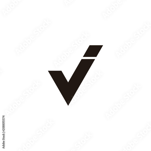 Letter v and j tick geometric symbol simple logo vector