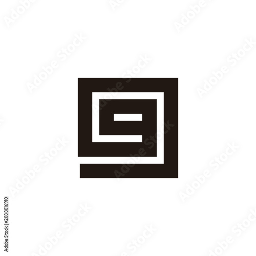 Letter g spiral, square geometric symbol simple logo vector