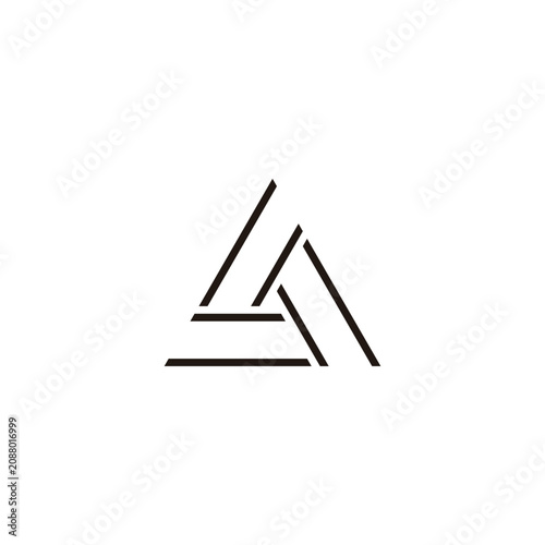 Letter A triangle, fold, lines geometric symbol simple logo vector