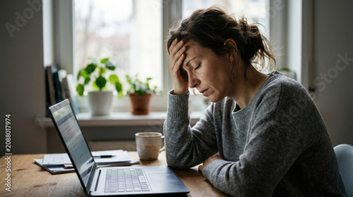 Frustrated Woman Working From Home Experiencing Stress