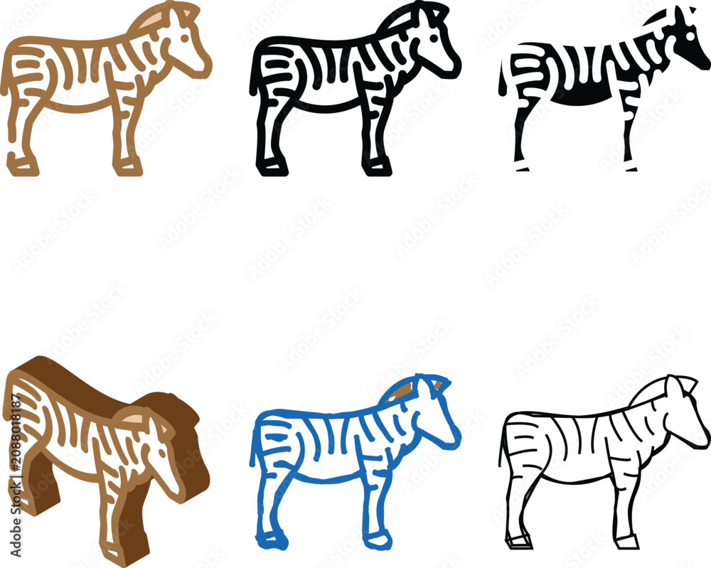 Fototapeta premium zebra animal color pack icon vector. zebra animal sign. isolated symbol illustration