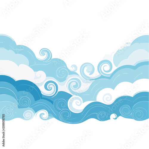 Abstract Blue Waves and Swirls Pattern