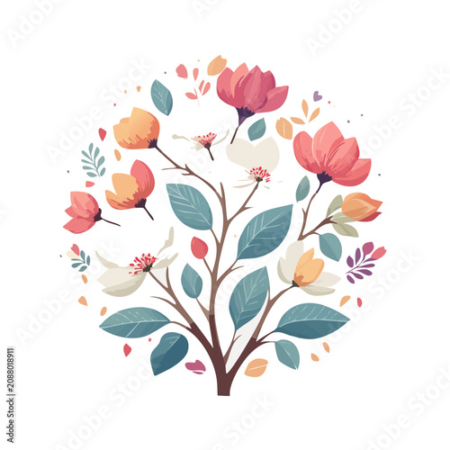 Colorful flat illustration of a flower bouquet