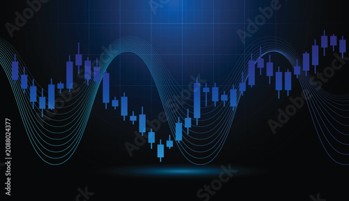 Konstfotografi Modern financial stock market analysis background with candlestick chart and neo