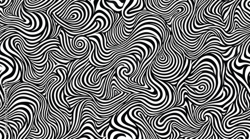 Abstract swirling black and white organic pattern with optical illusion effect for background