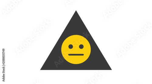 Bild auf Leinwand Neutral face emoticon in triangle.