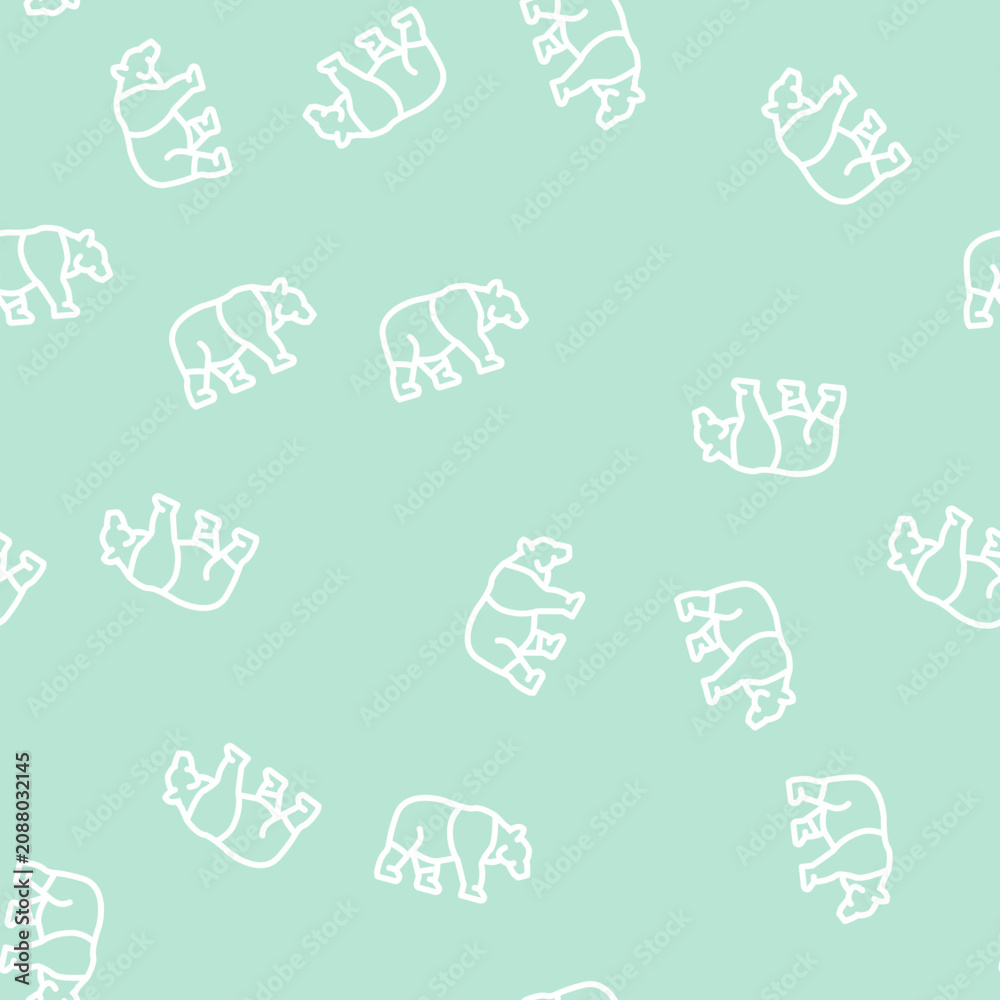 Fototapeta premium panda animal line seamless pattern panda animal thin line illustration