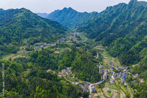 Aerial View of Zhangjiajie Village, Hunan Province, China