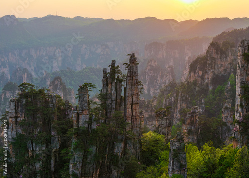 Aerial View of Zhangjiajie National Forest Park, Hunan Province, China