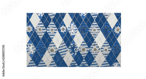 Obraz na płótnie Blue and white diamond patterned fabric.