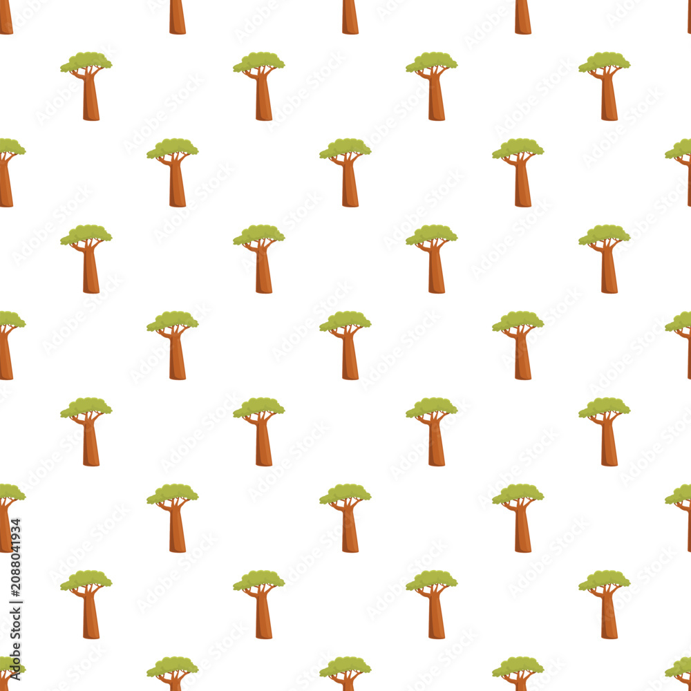 Fototapeta premium Baobab trees forming a simple repeating pattern on a white background