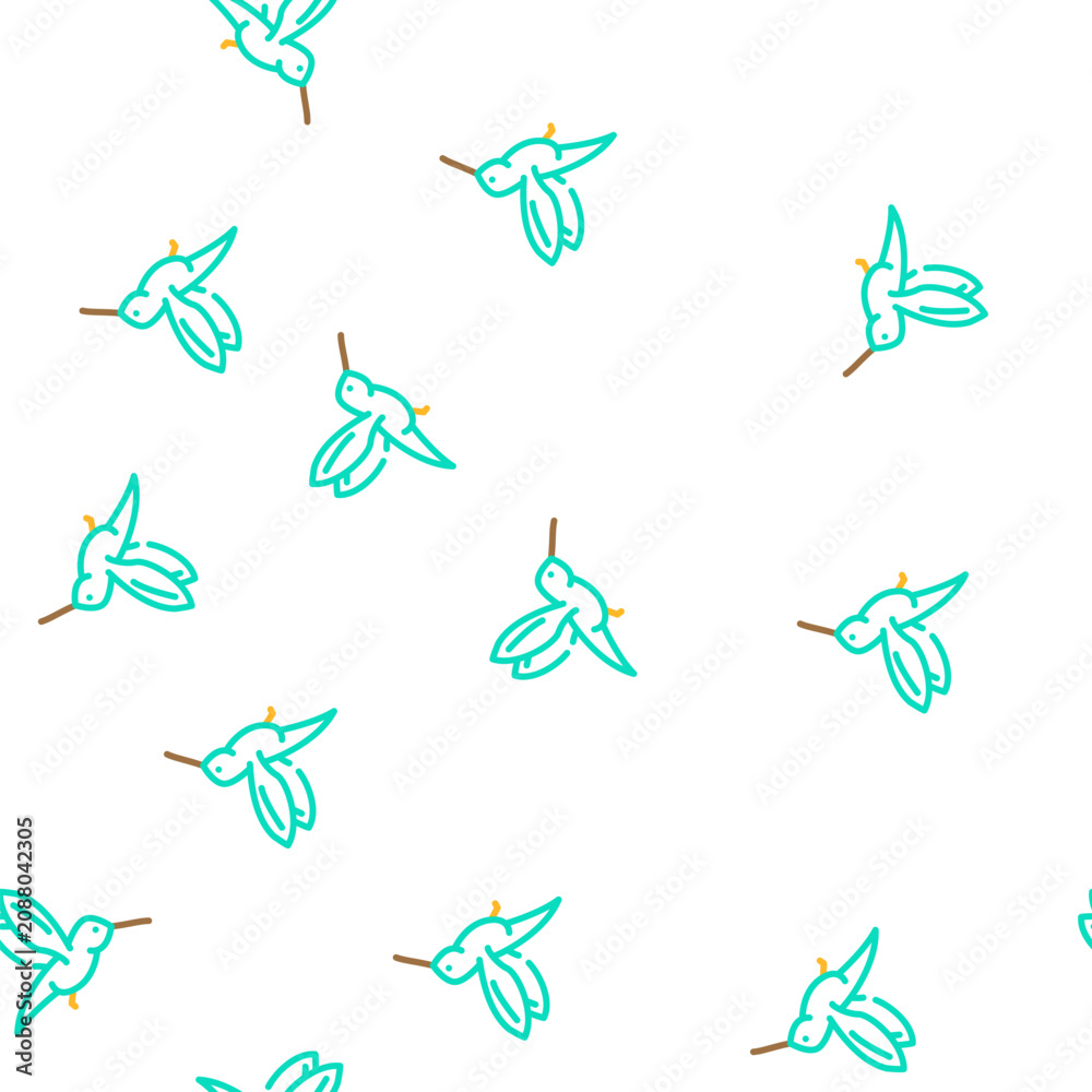 Fototapeta premium colibri little bird vector seamless pattern colibri little bird sign illustration