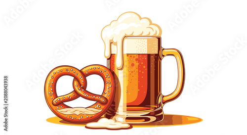 Bild auf Leinwand A glass of beer with pretzel 1.
