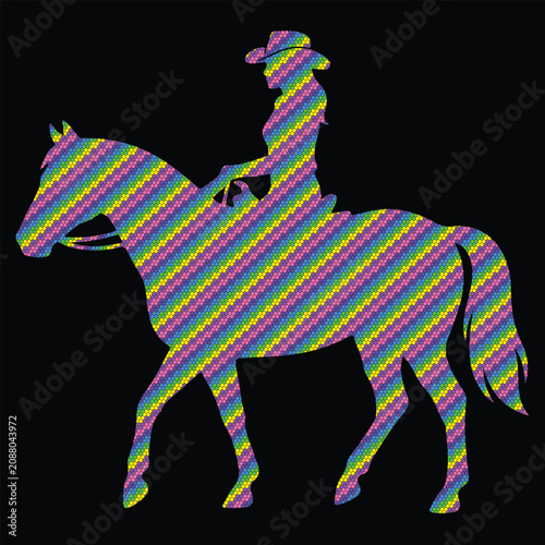 Halftone Dot Horse Rider Silhouette Vector for T Shirt Print, Textile, Poster and Sublimation Design.