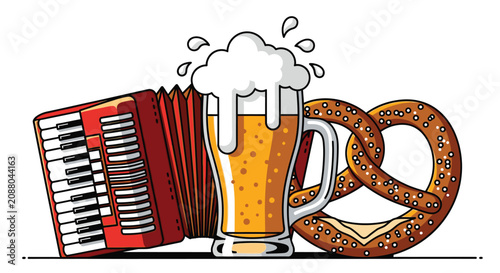 Fotografie German beer and food festival items.