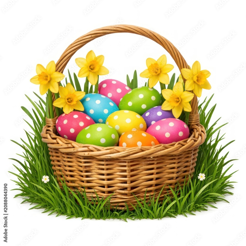 Fototapeta premium Colorful Easter eggs in basket