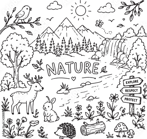 Photography set of animals in the forest