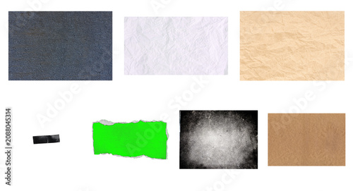 Bild auf Leinwand Paper texture and torn edge PNG overlay set isolated on transparent background f