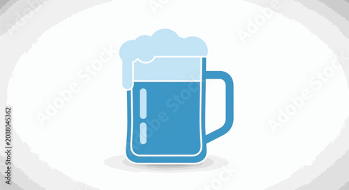 Tableau sur toile A blue beer mug with foam 1.