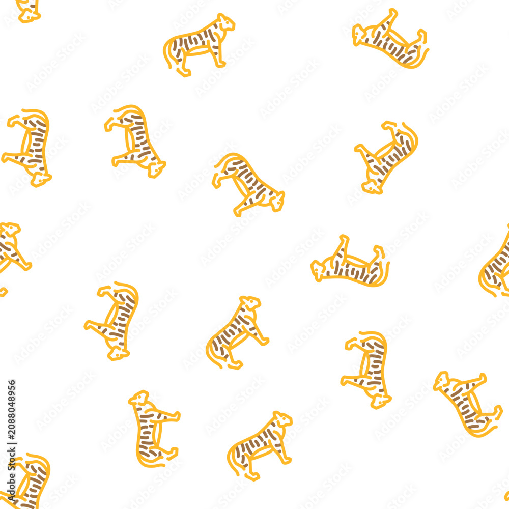 Fototapeta premium tiger animal vector seamless pattern tiger animal sign illustration