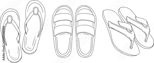 Modern hand drawn summer themed illustration isolated on white background. Trendy line design featuring seasonal vacation lifestyle elements