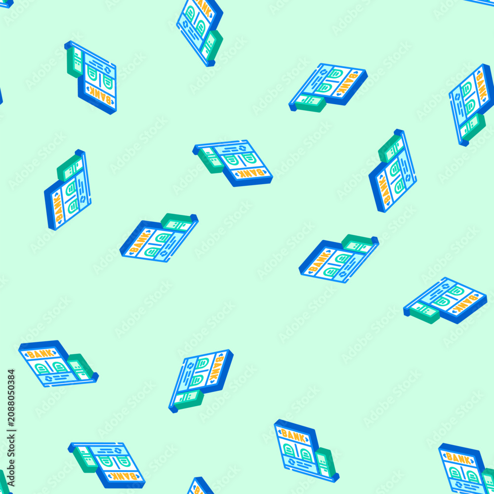 Fototapeta premium department bank building isometric seamless pattern. department bank building sign illustration
