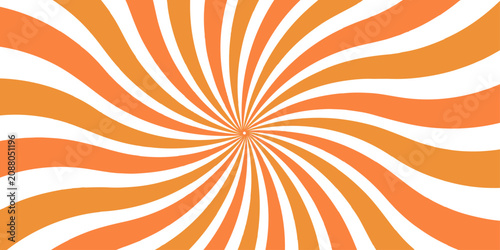 Fotografija Retro Orange and White Wavy Sunburst Pattern Background