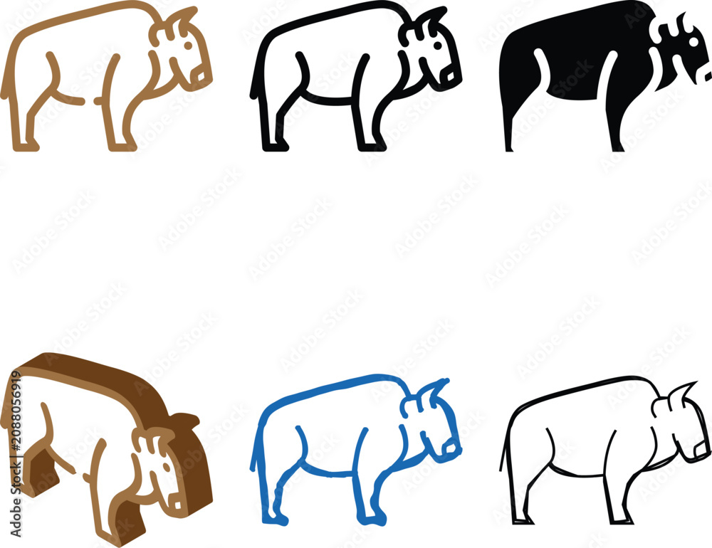 Fototapeta premium buffalo wild animal color icon vector. buffalo wild animal sign. isolated symbol set illustration