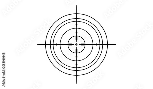 Fotografija Black and white sniper scope reticle with concentric circles and crosshairs