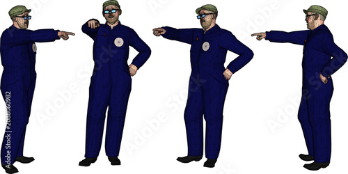 Tableau sur toile construction project supervisor foreman character coordinating logistics, displa