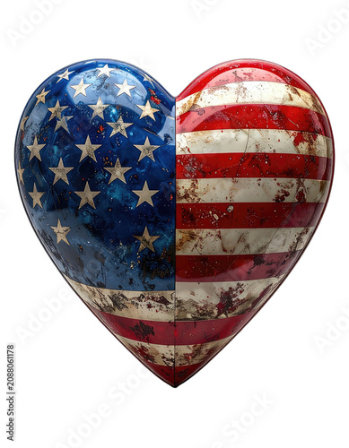 A heart-shaped object with the American flag design.