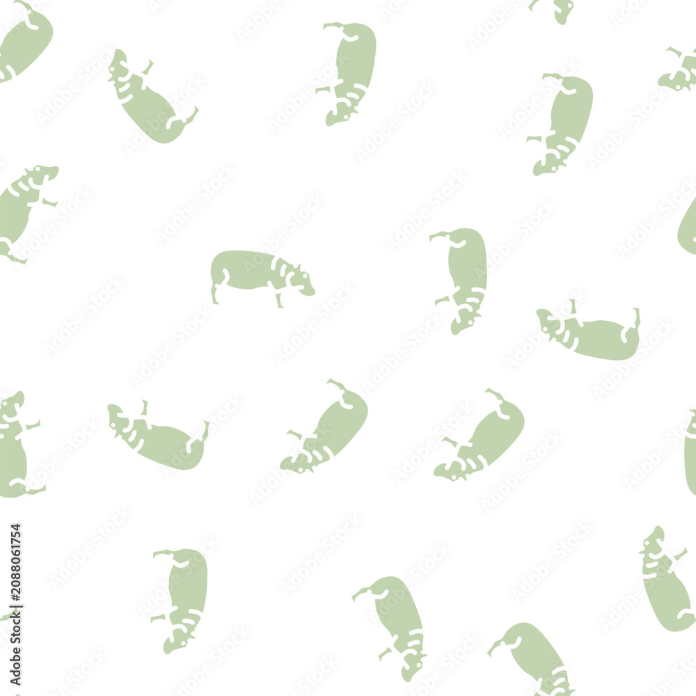Fototapeta premium hippopotamus animal glyph vector seamless pattern. hippopotamus animal signthin illustration