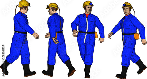 Tableau sur toile construction project supervisor foreman character coordinating logistics, displa