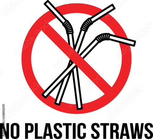 Obraz na plátně No plastic straws sign