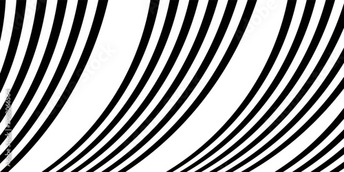 Tableau sur toile Black on white abstract perspective line wave stripes with 3d dimensional effect isolated on white