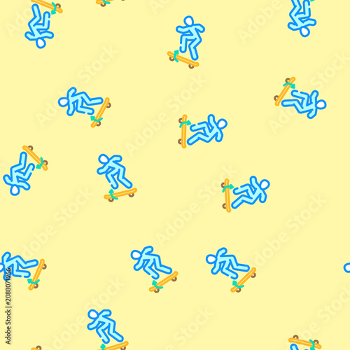 Εκτύπωση καμβά kickflip skate sport vector seamless pattern kickflip skate sport sign illustrat