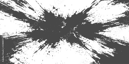 Canvastavla Ink Splash Explosion: A dramatic black ink splash radiates outwards on a white background, creating a sense of explosive energy and abstract dynamism