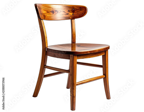 A classic wooden chair with a rich, polished finish stands out against a black background.