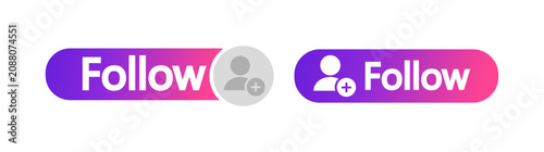 Fotografie Social media follow button with user profile placeholder vector ui templates