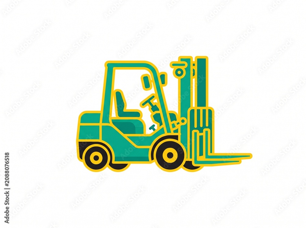 Naklejka premium Forklift icon with yellow outline on white background