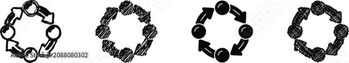 Photos Four distinct circular diagrams with arrows and dots illustrate a cyclical proce