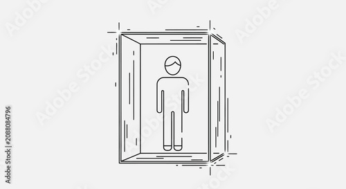 Foto Thinking inside the box concept illustration of a man trapped in a rectangular f