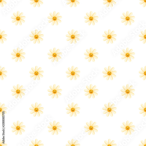 Fotografia Sad daisy flowers form a repeating pattern expressing unhappiness