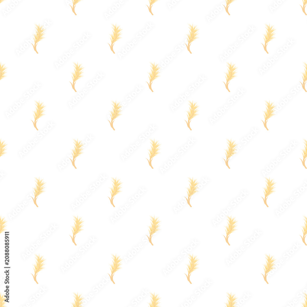 Fototapeta premium Wheat ears creating a natural repeating pattern on a white background