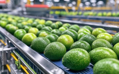 Fresh Avocados on Production Line in Agriculture Facility Ready for Packaging and Distribution